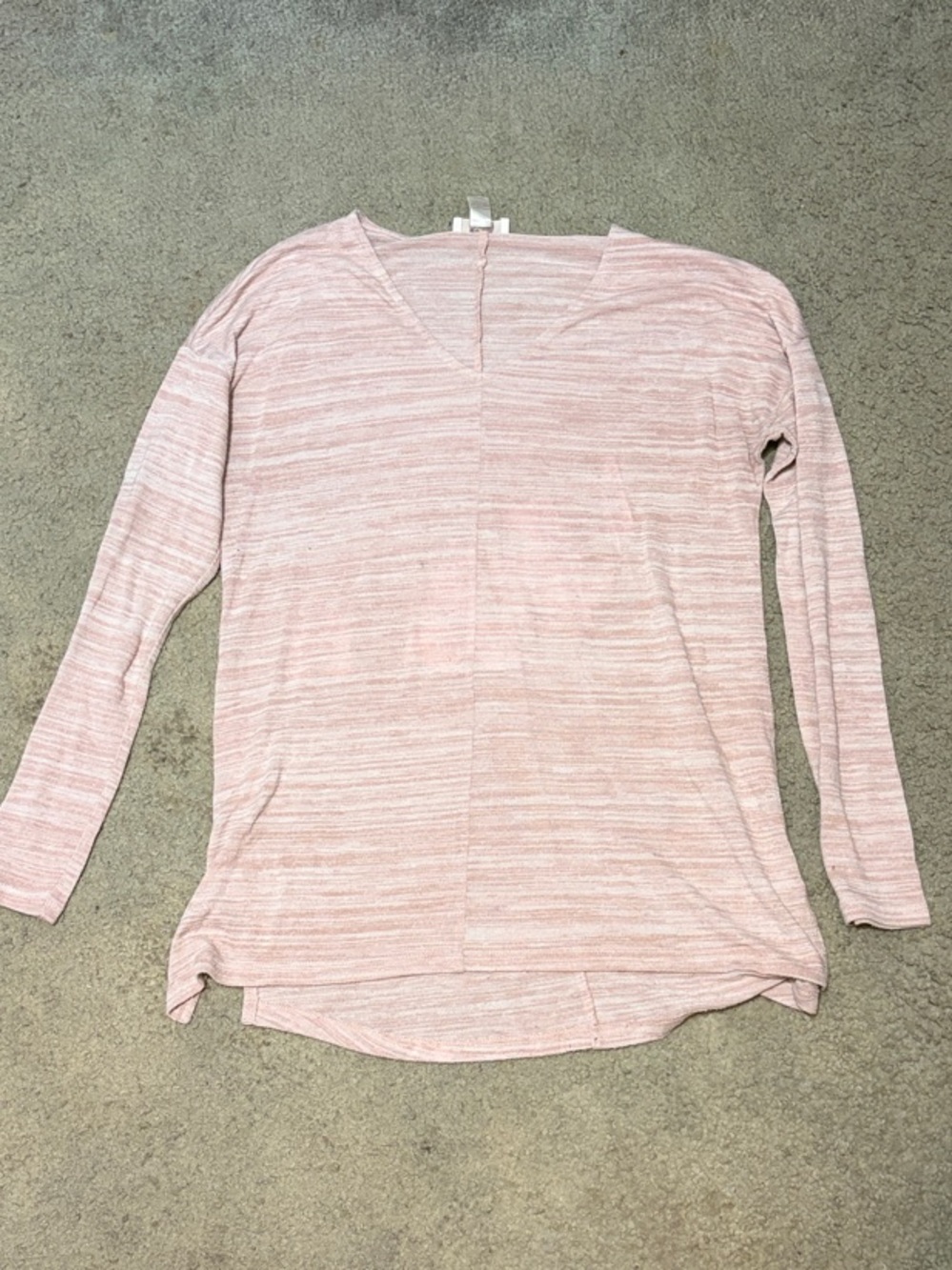 LOFT Soft Heathered Blush V-Neck Long Sleeve Top